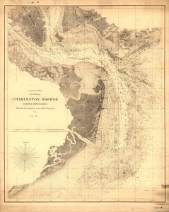 A4 Reprint of Shipping Coast & Seas Map Charleston Harbor South Carolina - Picture 1 of 1