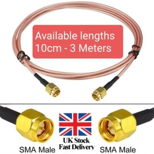 SMA MALE to SMA MALE PIGTAIL FLY LEAD EXTENSION CABLE RG316 10cm to 300cm. - Picture 1 of 18