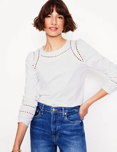 Boden Mila cotton long blouson sleeve Top size 10 NEW - Picture 1 of 6