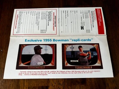 ⚾️Mickey Mantle Ernie Banks 1955 Bowman reimpressão cartão de beisebol Mag folha sem cortes - Imagem 1 de 2