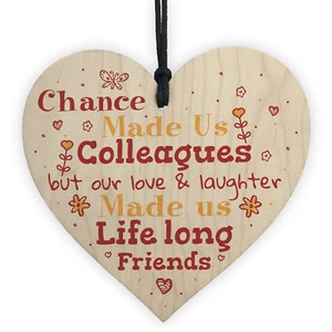 Handmade Chance Made Us Colleagues Wooden Heart Plaque Friend Friendship Gift - Picture 1 of 8