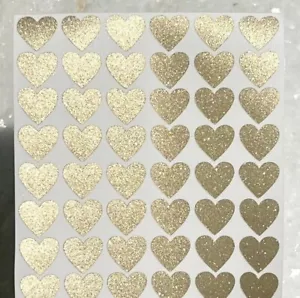 Gold Glitter Heart Stickers! - 1/4" to 3 inch - Cute & Sparkly! - Picture 1 of 4