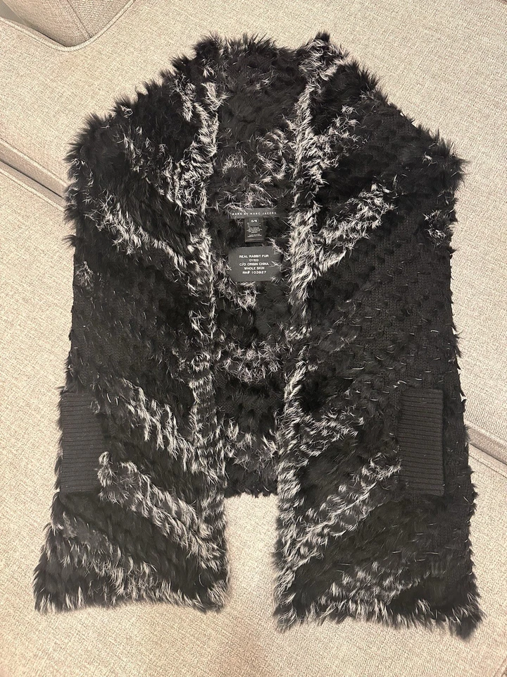 marc by marc jacobs Rabbit Fur Vest With Pockets Festival Vintage 80’s Quirky - Image 1 of 4