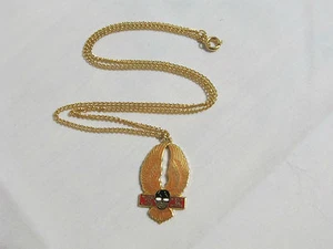 Live To Ride Eagle Wings Skull Charm Biker Necklace Chain 18" - Picture 1 of 2
