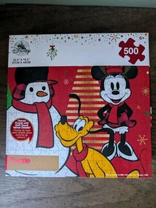 Disney Store Navidad Mickey Minnie Pluto 500 Piezas Puzzle Terciopelo Suave al Tacto - Imagen 1 de 9