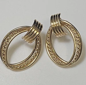 14K Hoop Earrings Yellow Gold Twist Rope Modernist GCJ George Carter Jessop - Picture 1 of 15