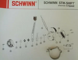 Schwinn Fahrrad 5 Gang Doppelzugklemme Stik Shift-KRATE*Stingray*FASTBACK*Manta - Bild 1 von 5