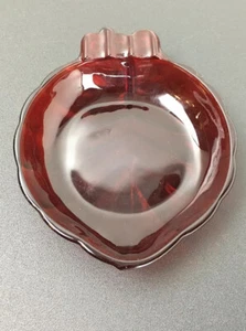 Royal Ruby Red Glass Leaf Ashtray.Trinket Anchor Hocking Vtg Very Good Condition - Picture 1 of 10