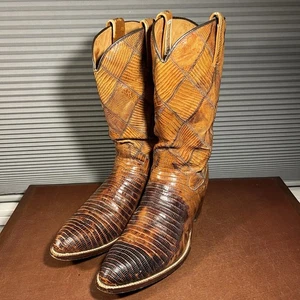 VTG W.B. Masterson Men's Sz 9D Full Exotic Lizard Skin Leather Cowboy Boots 7459 - Picture 1 of 24