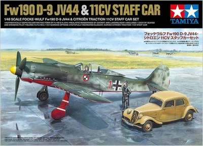 TAMIYA 1/48 FOCKE-WULF FW190 D-9 JV44 & CITROEN TRACTION 11CV STAFF CAR JAPAN81 - Immagine 1 di 4
