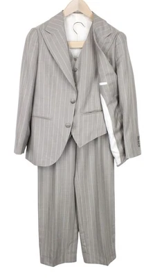 SUITSUPPLY La Spalla Men's UK34S Suit Taupe Striped Wool Silk Linen 3 Piece * - Image 1 of 4