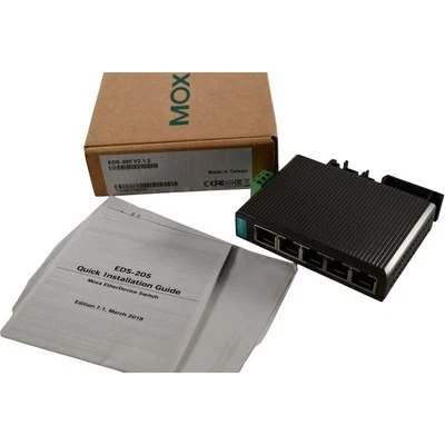 NEW Moxa EDS-205 V2.1.2 Ethernet Switch, Unmanaged, 5 Port, Broadcast storm prot - Image 1 of 4