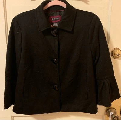 George черный бушлат с воротником декольте и структурированная ткань - Изображение 1 из 4