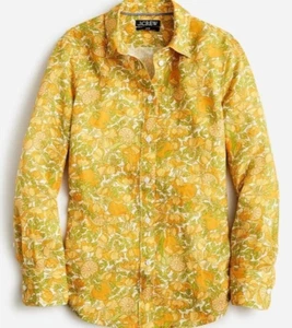 J. Crew Slim Fit Linen Shirt Size 4 Limone Print Lemons Button Up Long Sleeve - Picture 1 of 10