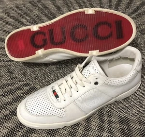 Gucci Sneakers Men's GG Leather White PRAGA 212452 Size 12-5 G - Picture 1 of 11