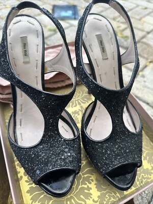 Miu Miu Calzature Donna Glitter Vernice Nero 38 5X7062 - Изображение 1 из 4