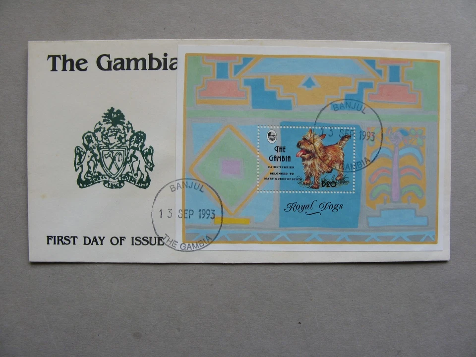 GAMBIA, cover FDC 1993, S/S dog Cairn Terrier - Image 1 of 1