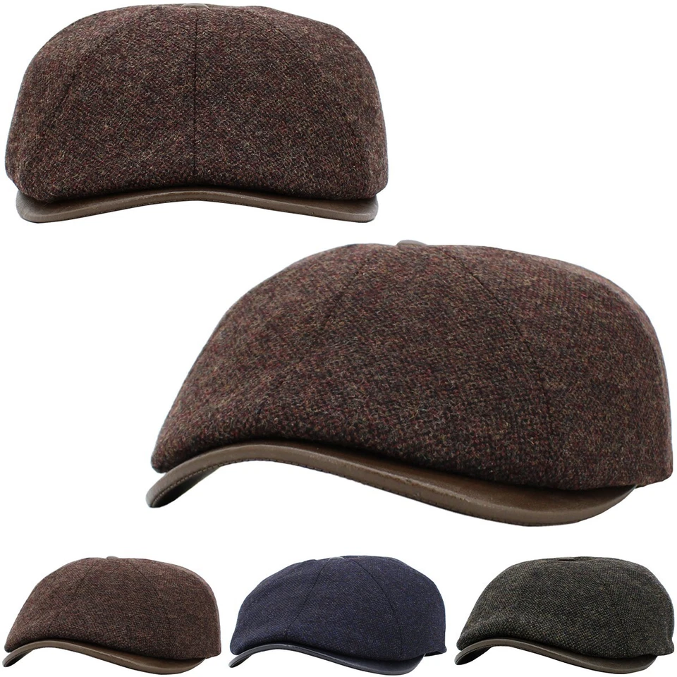 Solid Wool Blend Button Top Newsboy Ivy Gatsby Cabbie Ascot Hat Cap Mens - Image 1 of 1