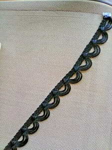 18yds 1.5 inch wide Wrights1444263031 Silky Black triple loop cord fringe #8 - Picture 1 of 4