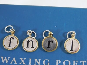 Waxing Poetic Sterling Silver Brass TYPEWRITTER Insignia Initial Charm Pendant - Picture 1 of 3