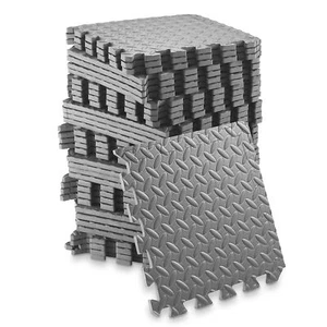 36 Gym Flooring Mats - 12" Foam Interlocking Floor Tiles - Gray - Picture 1 of 1