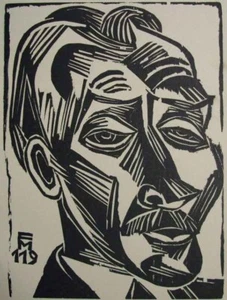 Conrad Felixmüller (1897-1977 Berlin) Holzschnitt „Portrait“ 1919. Monogrammiert - Bild 1 von 1