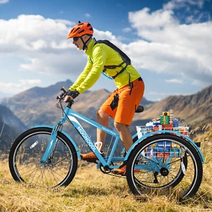 MOPHOTO New Mountain Tricycle for Adults 7-Speed 3 wheeled 24/26/27.5 in Bike - Picture 1 of 32