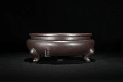Round Chinese Yixing Zisha Shohin Literati Bunjin Bonsai Pot 6.5''x6.5''x2.75'' - Image 1 of 4