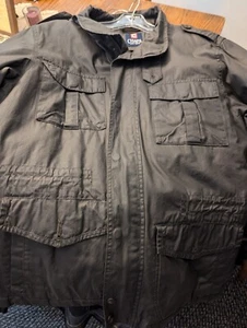 Chap's Gray Men's Army Style Zip Coat Flannel Lined New WO Tags Retail $130 Med - Picture 1 of 5