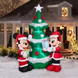 10' MICKEY & MINNIE DECORATING TREE AIRBLOWN INFLATABLE Plush & Metallic Accents - Picture 1 of 7