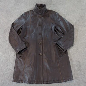 Donna D Leather Jacket Womens 38 Brown Real Soft Lamb Nappa Overcoat Trench Coat - Picture 1 of 12