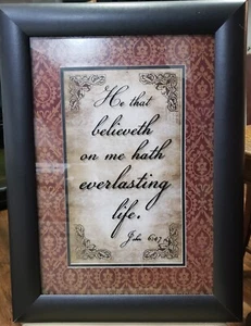 Inspirational Picture Wood Framed He that Believeth John 6:47 Hobby Lobby 24x18 - Picture 1 of 6
