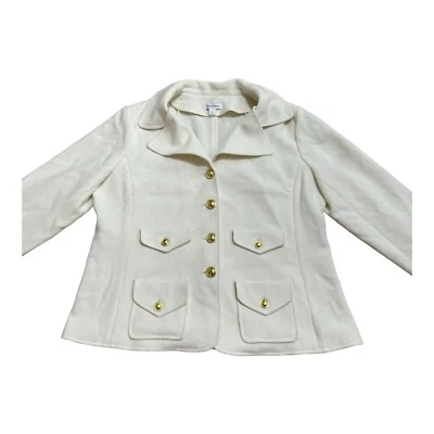 Chaqueta tejida texturizada perfectamente a medida Joan Rivers talla grande marfil Foto 1 de 4