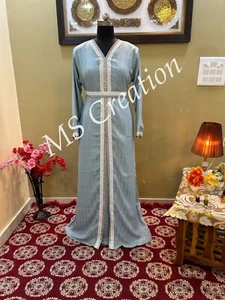SALE!! Moroccan Embroidered Gown African Attire Bridesmaid Party Wear Dress 518 - Picture 1 of 6