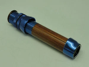 SOLID WALNUT CHANNEL LOCK FLY SPINNING REEL SEAT W/ bottom cap in BLUE color - Picture 1 of 6