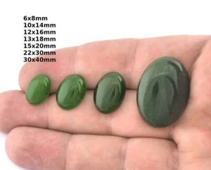 Dark Green Oval Dome Cabochon quartz Dyed Flat Back 95-4 - Picture 1 of 2