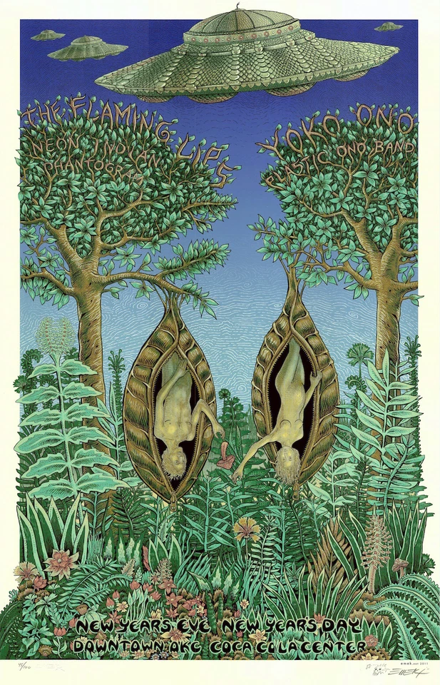 MINT & SIGNED EMEK 2011 Flaming Lips Yoko Ono OKC Poster 57/100 - Image 1 of 1