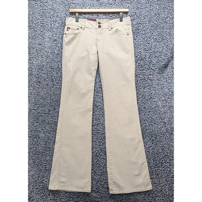 Pantalones Y2K Hollister tiro bajo pana bootcut talla 5 Preppy lavado ligero años 90 crema Foto 1 de 4