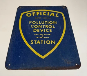 Vintage California Official Pollution Control Device Station Schild doppelseitig - Bild 1 von 2