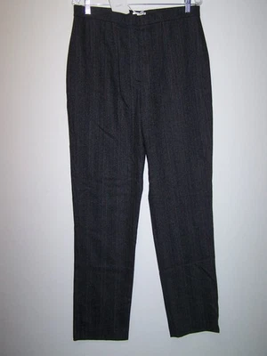 Pantalones Gunex Mujer Talla 12 Negro Gris Carbón Rayas Lana Cachemira Mezcla Nuevos con Etiquetas Foto 1 de 4