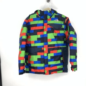 The North Face Kids Size XL 18 20 Jacket Coat Blue Green Printed Hood Snow Ski - Picture 1 of 11
