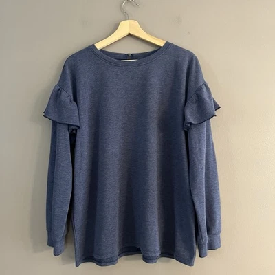 Matilda Jane Womens Just Imagine Lena Flutter Sweatshirt Ruffle Terry Crew XL - Image 1 of 4