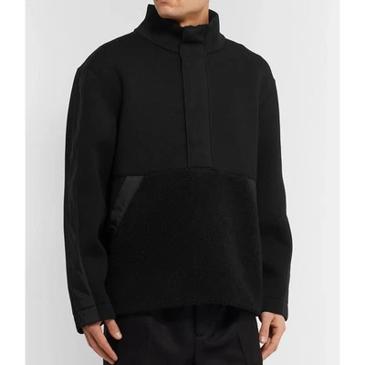 Club Monaco Hombre Polar Panelado Tech-Jersey Sudadera Negra Grande Cálida Cómoda Foto 1 de 4