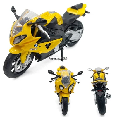 Veículo de brinquedo fundido modelo motocicleta BMW S1000RR amarelo 1:12 - Imagem 1 de 4