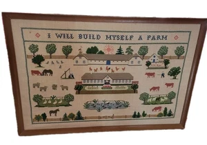 XL Ich baue mir einen Bauernhof Kreuzstich Muster Vintage Stickerei Landhaus - Bild 1 von 9