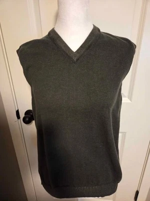 Geoffrey Beene mens sweater vest large 100% cotton green color. - Image 1 of 4