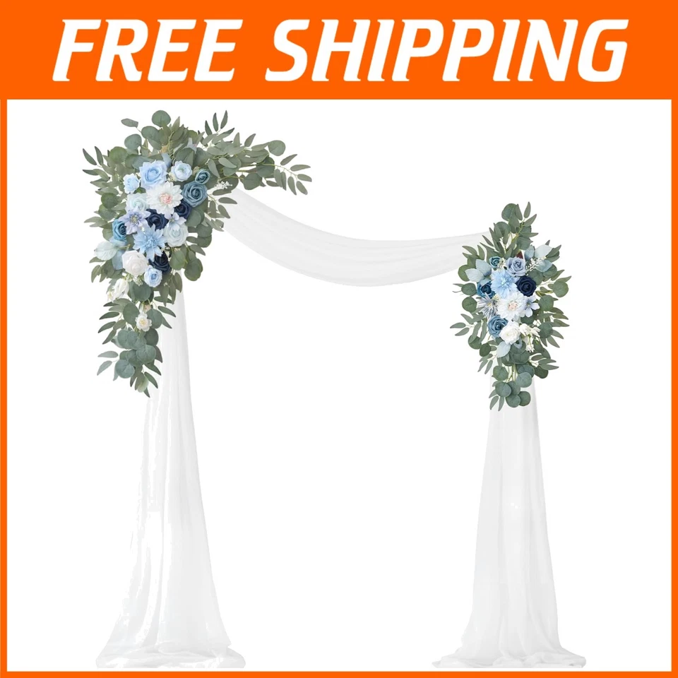Синяя искусственная свадебная арка декор набор: 3шт цветок и драпировка комплект для мероприятий - Изображение 1 из 4