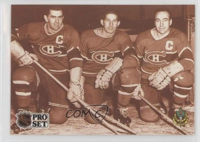 1991-92 Pro Set French Maurice Richard Elmer Lach Toe Blake #337 HOF - Image 1 of 3