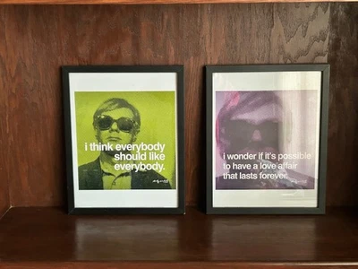 Lote de 2 citas enmarcadas de Andy Warhol 12 x 15 - Like Everybody & Love Affair Foto 1 de 3