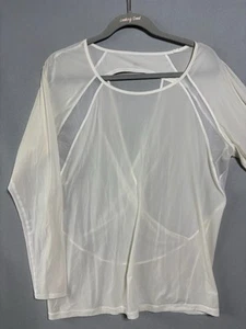 Lululemon If You’re Lucky Long Sleeve Tee II Women's 6 White Mesh Yoga Sheer - Picture 1 of 8